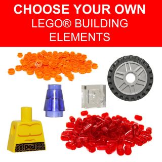 Lego® Brick Building Elements   Plate, Cone, Brick, Tiles, Wheels 