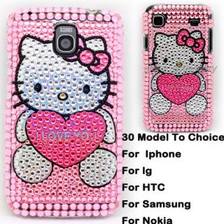 Pink Rhinestone Crystal Bling Diamond Back Case Cover For Mobile Cell 