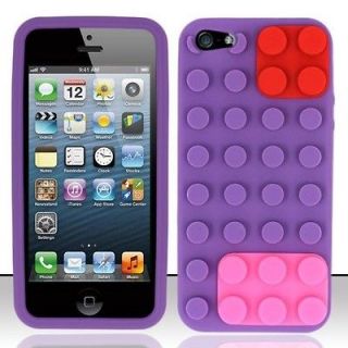 PURPLE BRICK LEGO BLOCK SOFT SILICONE SKIN CASE PHONE COVER FOR IPHONE 