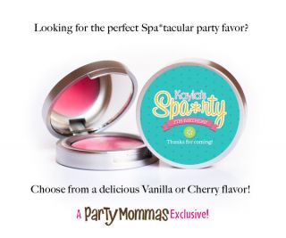 24 SPA PARTY Birthday Shower Favors Personalized LIP BALM AND LABELS