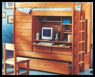 All in 1 Loft Bunk Trundle Desk Twin Bed Plans Storage