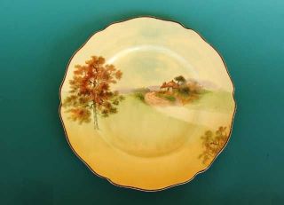 Vintage Royal Doulton English Cottages Plate   Hand Painted 1930s