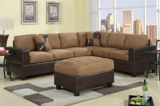Sectional Sofa Couch Sectionals Sofas 2 Pc in Saddle W Free Pillows 