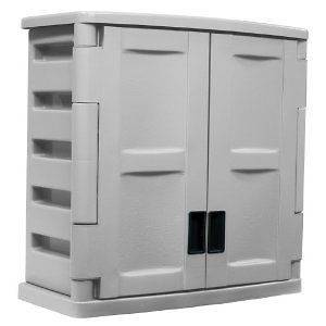 Suncast Utility 2 Door Wall Cabinet Outdoor Porch/Patio/Garage Storage 