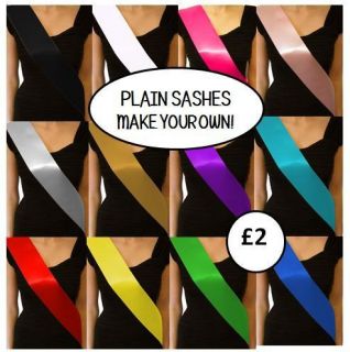   PLAIN BLANK HEN PARTY SASHES SATIN RIBBON 100MM 10CM MAKE YOUR OWN