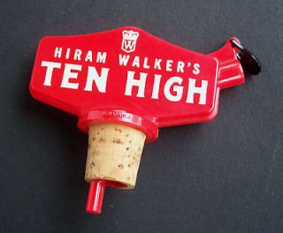 Vintage Hiram Walkers Ten High Whiskey Bottle Stopper Pourer ~ MINT
