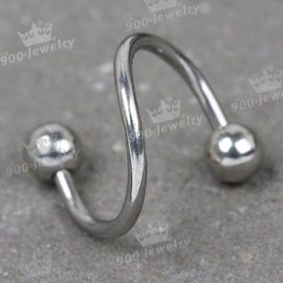 Steel Spiral Twister Earring Bar Piercing Stud 1P