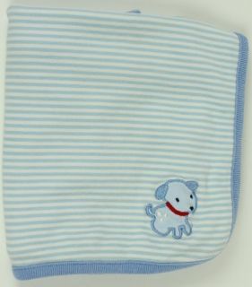   Blue White Puppy Dog Receiving Baby Blanket Stroller Crib Carrier