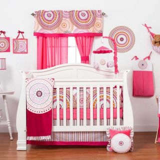   Shaped Circles Infant Baby Girl Pink Nursery Crib Bedding Set