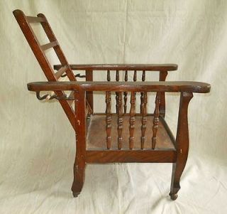   Wakefield Morris Chair Antique Dark Oak Childs Original Arts and Craft