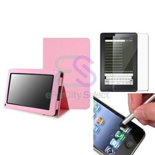 Pink Leather Pouch Case w/ Stand+SPT+Stylus For  New Kindle Fire 