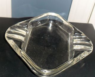 Vintage Clear Glass Square Ashtray