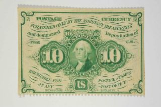 July 17, 1862  10 Cent Postage Currency1st Issue FR# 1241 Perforated 