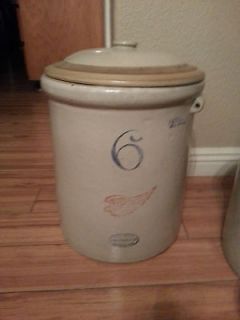 VINTAGE RED WING REDWING 6 GAL STONEWARE CROCK POT WITH LID