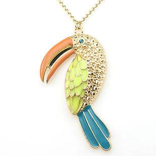 Betsey Johnson red mouth parrot crystal necklace #N088