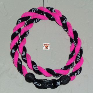 Phiten Tornado Necklace Black/Hot Pink Custom