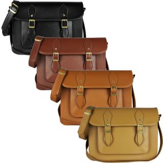   Ladies Large Vintage Leather Style Crossbody Satchel Shoulder Hand Bag