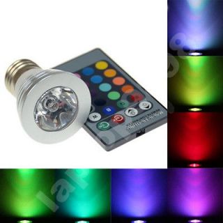   Changing E27 3W 180LM RGB LED Light Bulb Lamp + IR Remote Control