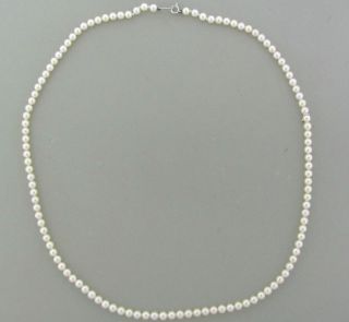 MIKIMOTO 18K WHITE GOLD 4.5mm SALTWATER CULTURED PEARL NECKLACE
