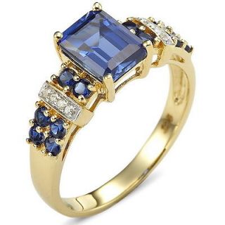   10 Jewelry Handsome Blue Sapphire 10KT Yellow Gold Filled Ring Gift