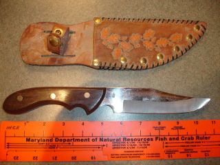   Vtg Antique Collectible Fixed Blade Knife With Sheath Made In Japan