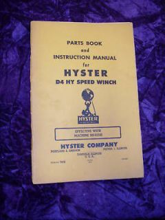 Hyster D4 HY Speed Winch Operators Manual
