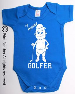 TRAINEE GOLFER GOLF BABY GROW FUNNY VEST UNIQUE ROMPER CLOTHES #40