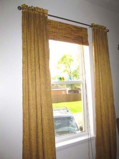 Panels Lined Rod Pocket Drapes GOLD Metallic Crimped Texture Fabric 