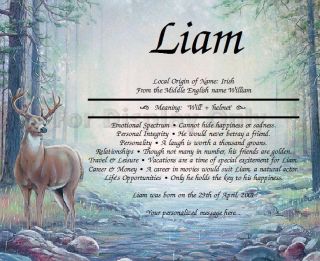 Son Grandson Nephew Father Friend Gift Personalized Name Meaning Deer 