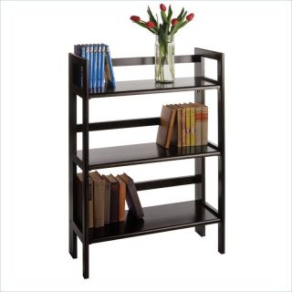 Winsome 3 Tier Stackable & Folding Shelf Black Beechwood Bookcase