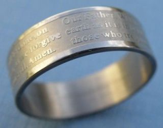 Our Father Sterling SS Engraved Ring   size 10 1/2  