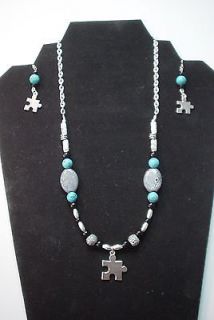 Autism Jewelry  Puzzle Piece Necklace and Earrings set   Many styles 