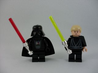 Lego Star Wars Darth Vader and Jedi Skywalker w/ chrome hilt sabers