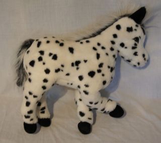  Cuddle Toys USA Large Stuffed Fuzzy White Black Spots Horse Doll