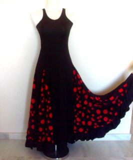   Ladies Spanish Flamenco Dance Dress, Black & Red Small   Medium