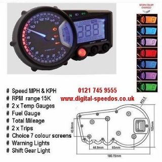 Digital Speedometer Speedo Dash Gauge RPM, Lights Motorcycle Kit Car 