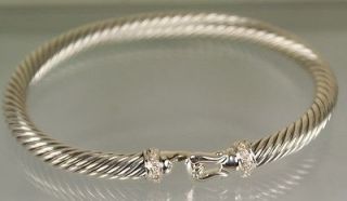   listed David yurman Sterling Silver Diamonds Cable Buckle Bracelet