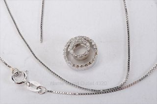 white gold 14K double circle diamond chain necklace 3.4g SHOPWORN 