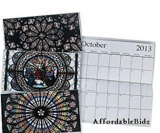 2013  2014 Stained Glass Calendar Pocket Planner 2 Years Bonus Sticker