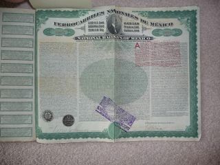 1907 Ferrocarriles Nacionales De Mexico $1000 Bond with coupons