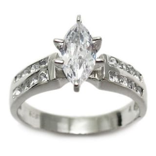 Sterling Silver Marquise Cut 1.07 Ct CZ Engagement Ring