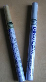   DecoColor liquid silver or gold opaque paint marker pen for glass etc