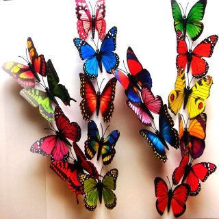   36pc 48pc 3D Artificial Butterfly for Refrigerator Magnets Decorations