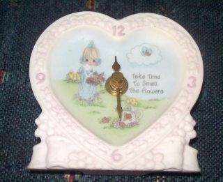 1998 Precious Moments Clock Take Time To Smell The Flowers Heart 