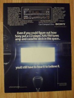 1987 Print Ad SONY Car Compact Disk ~ Stereo CD Player AM/FM Tuner 