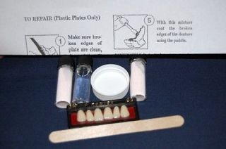 Denture Repair Kit w/ 6 Front Denture Teeth Included False Teeth 