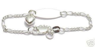 Sterling Silver Heart Engravable Childs Bracelet KC041