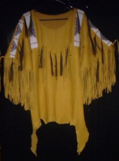 Native American handmade beaded buckskin leather shirt