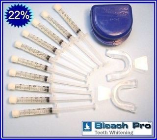 10 Syringe Teeth Whitening Kit Tooth Bleaching Gel 22% Dental Trays 