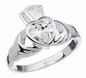   CLADDAGH PROMISE RING 925 STERLING SILVER LAB DIAMOND WOMEN LADY SZ 8